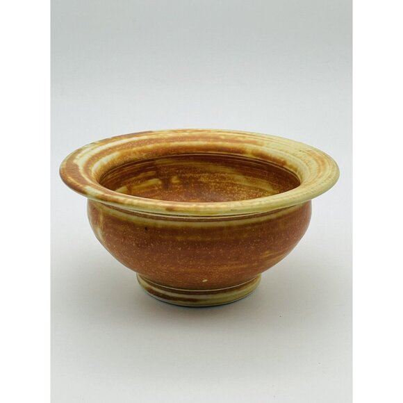 Studio Pottery Two Tone Brown Golden Small Mixing Bowl - Picture 3 of 6